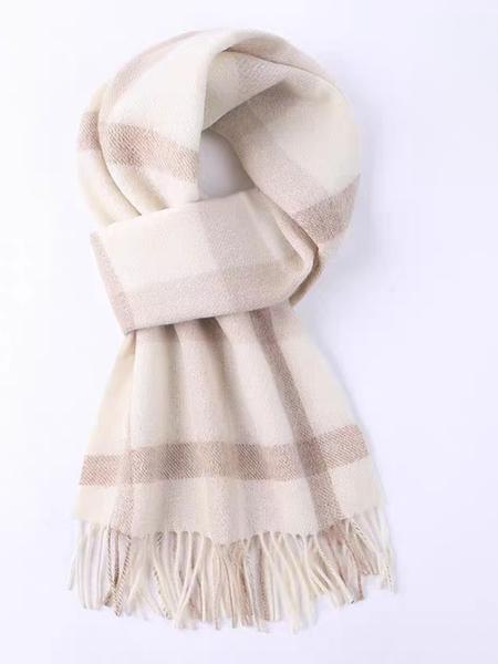 Women's Plaid Wool Scarf, High-End Winter Shawl, Pure Wool Neck Warmer, Perfect Birthday Gift, Stylish and Warm Accessory, Tassel Decor Scarf