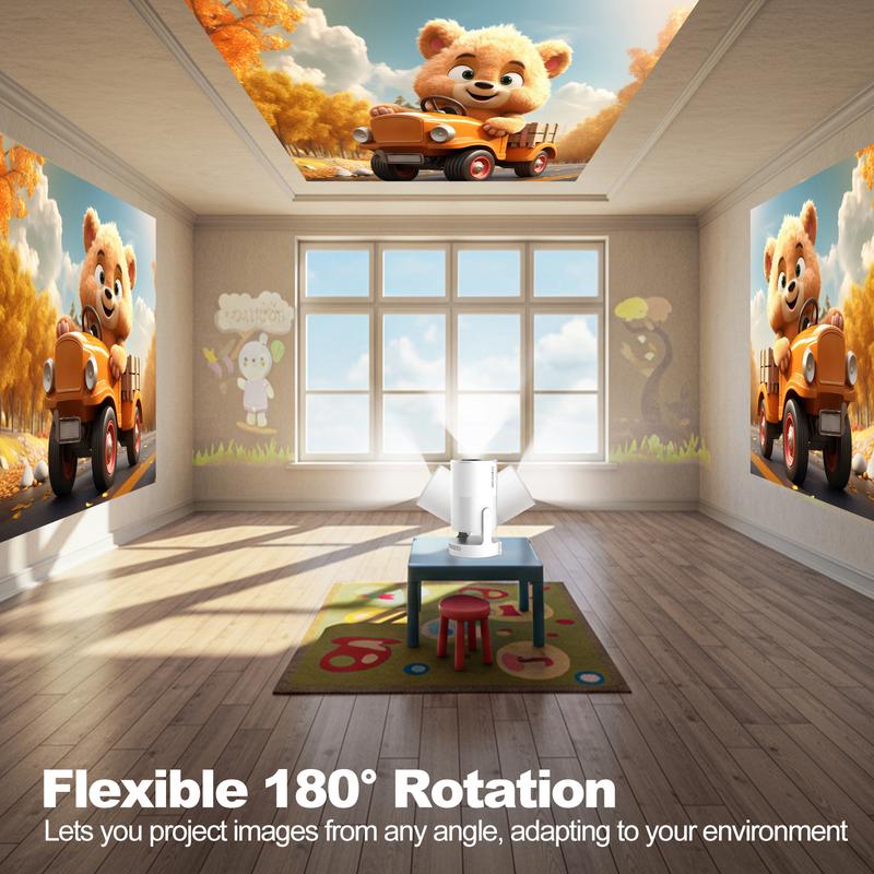 [US warehouse] Magcubic HY300Ultra Portable Projector Electronic Focus 0.8:1 Short Throw Ratio 4K Videosource Supported  Native 1280 * 720P 300ANSI Built-in HIFI Speaker Dual Band WIFI6 Android 11 BT5.4 180°Flexible Rotating Smart Mini Home Theater Cinema