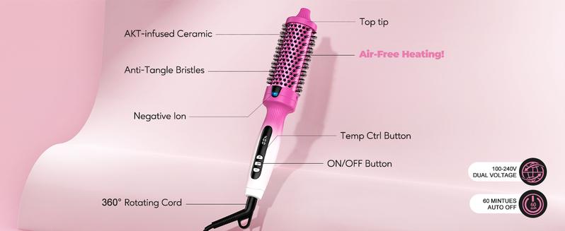 Farery Hot Brush, Digital Display 9 Temps Thermal Brush, Dual Voltage, Comfort