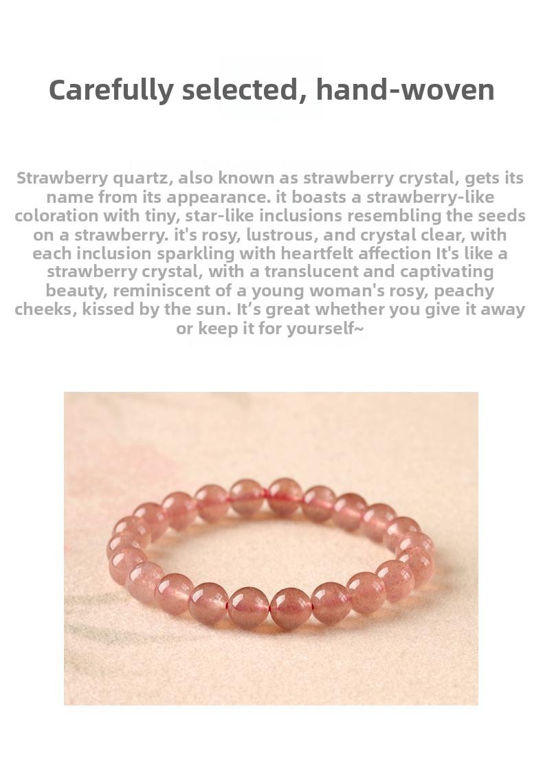 [Love Knocks Door] crystal bracelet, strawberry quartz single strand, unisex, daily wear gift, natural stone, love romance symbol