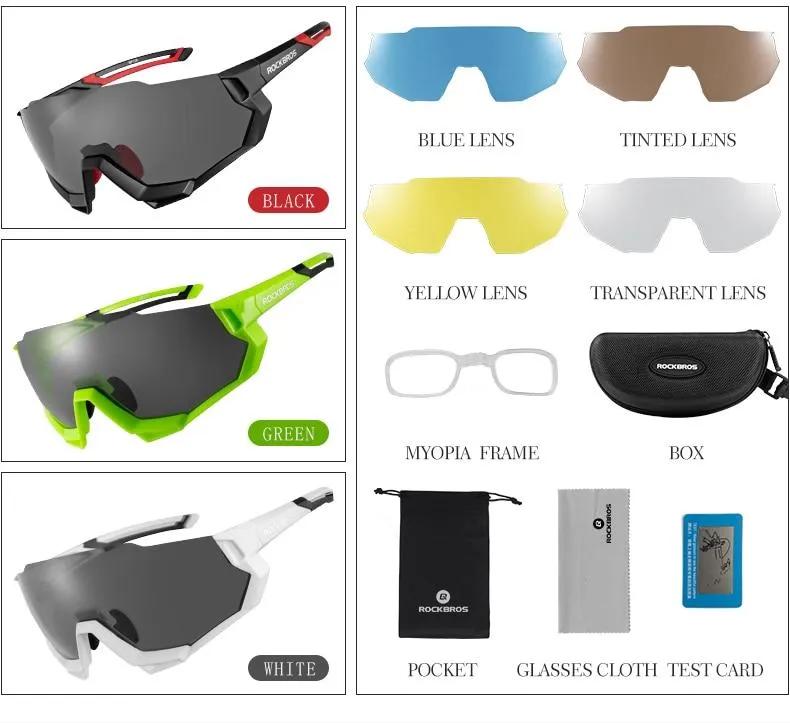 ROCKBROS Polarized Sunglasses for Men Women UV Protection Cycling Sunglasses Sport Glasses with Interchangeable Lenses