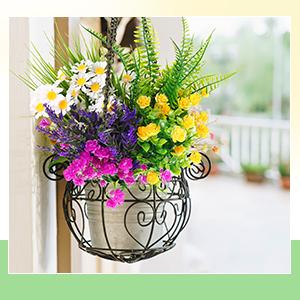24 Pcs Artificial Flowers for Outdoors, UV Resistant Fake Plants, Plastic Faux Flowers for Indoor Outdoor Decor, Wedding