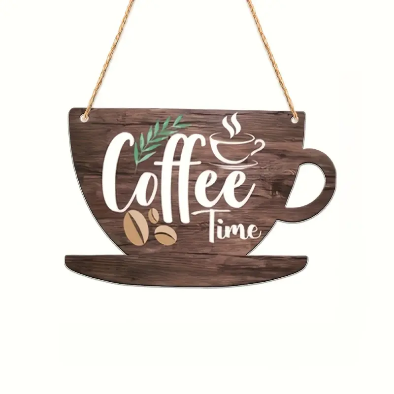 A 2D flat wooden coffee cup-shaped wall decoration, Aesthetic Wall Decor, a festival decoration for coffee shops, an outdoor party art decoration, suitable for various festivals.
