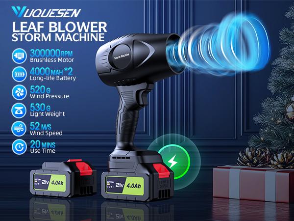 YUQUESEN Cordless Leaf Blower Violent Turbo Fan 200W Handheld Super Power Air Duster for Garden Patio Cleaning Drying Car Wash Snow Removal