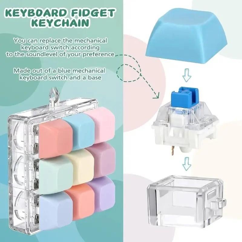 9 Keyboard Button Stress Relief Toy for Ages 6+, Unisex Keychain, Outdoor Stress Relief Tool, Fun and Unique Gift Idea