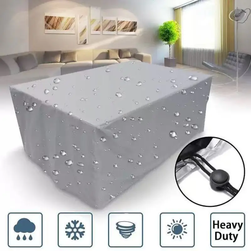 Outdoor Table Cover, Square Rectangular Waterproof Dustproof Protector, Garden Furniture Cover, Silver Color, Patio Dining Table