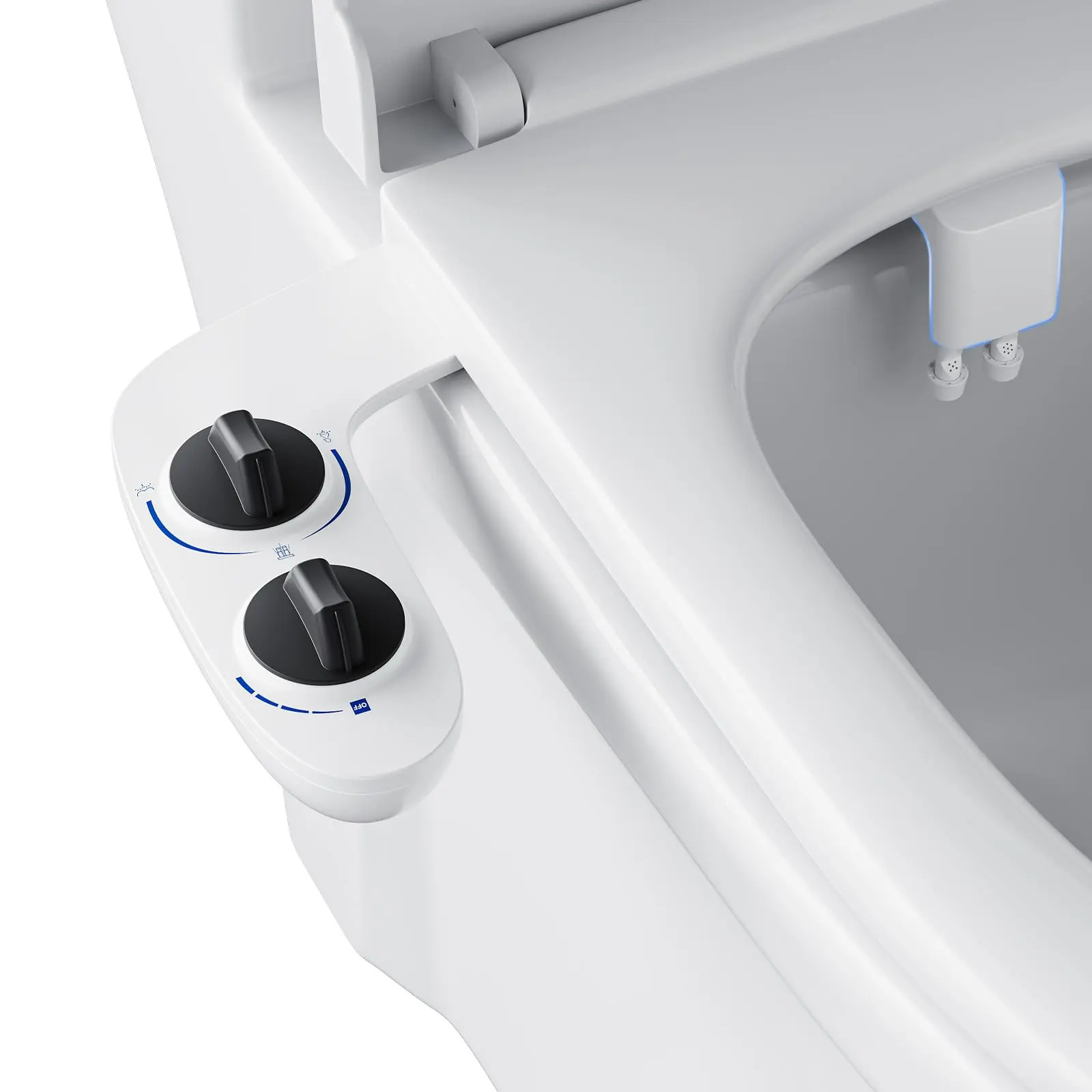 Garvee Non-electric dual nozzle self-cleaning bidet accessory for toilets featuring cold water spray and pressure control for enhanced feminine hygiene and existing toilet compatibility