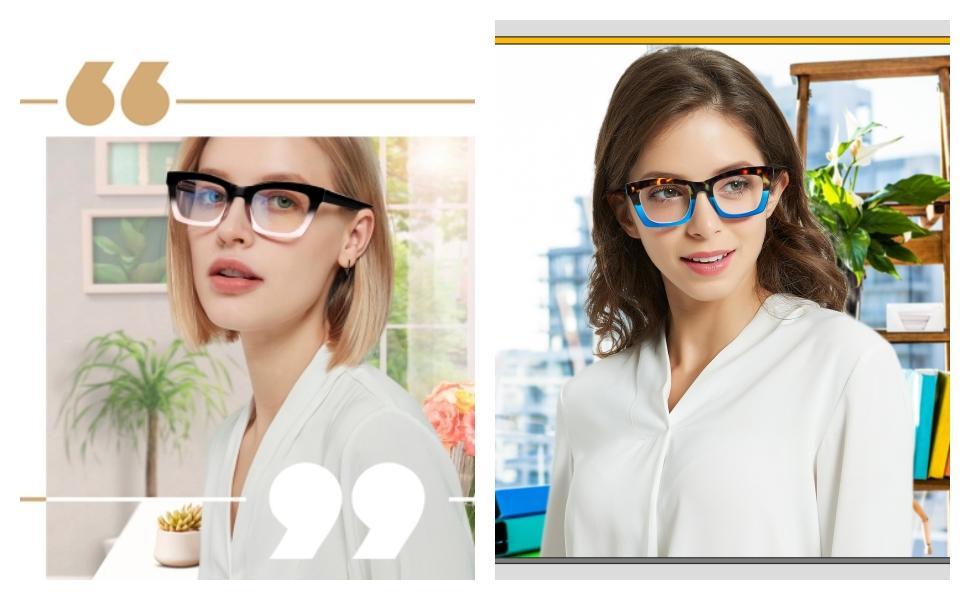 DEAAOK 3 Pack Oprah Style Reading Glasses for Women Blue Light Blocking Square Fashion Readers with Spring Hinge Computer Eyeglasses