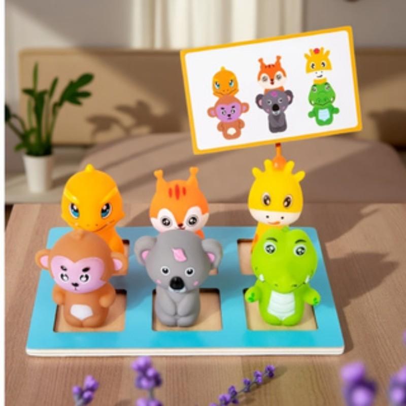 1pc Jungle Animal Wooden Puppet Toy, Tiger Lion Doll for Kids, Storytelling, Role Play, Teaching, Birthday Party Gift, Classroom Reward