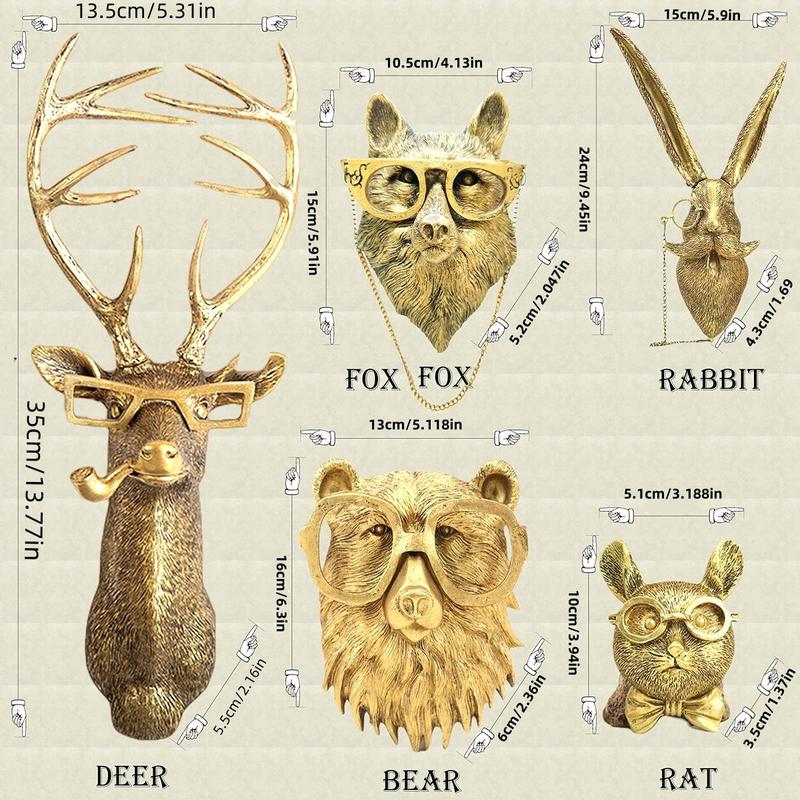 Animal Head Shaped Wall Hanging Ornament, 1 Count Modern Art Creative Animal Head Wall Art, Wall Decor for Home Living Room Bedroom Office