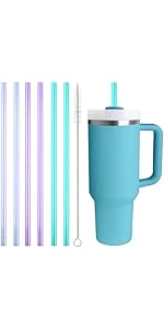 Replacement Straw Compatible with Stanley Quencher 40 oz,30 oz Tumbler, 12 inch Extra Long Reusable Straws Plastic For 40 Oz Cup,Clear-6 Pack