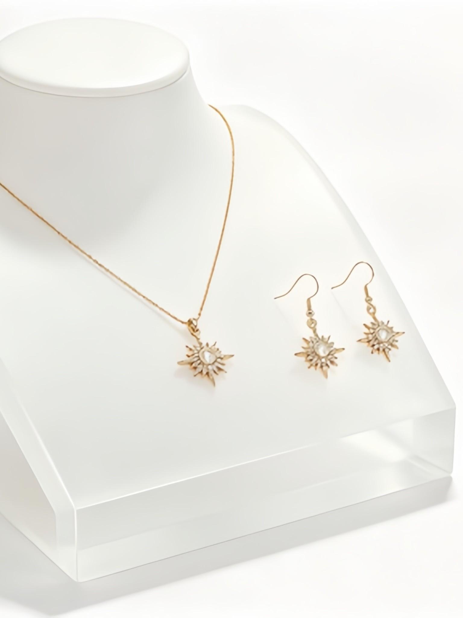 Women's Starburst Necklace Earrings Set, Elegant Starburst Jewelry, Wedding Gift Set, Perfect for Special Occasions