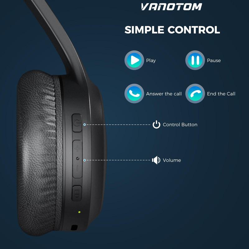 VANOTOM Wireless Headphone Foldable Over Ear Bluetooth for Gaming,Headphones bluetooth, Phones, Computers & Electronics Audio Headphone,Headphones bluetooth