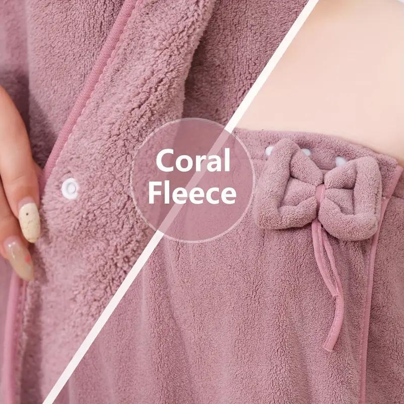 Plus Size Solid Color Bathrobe, 2/4 Counts Soft Water Absorbent Bath Skirt & Hair Drying Cap, Bathroom Supplies for Home Hotel Salon