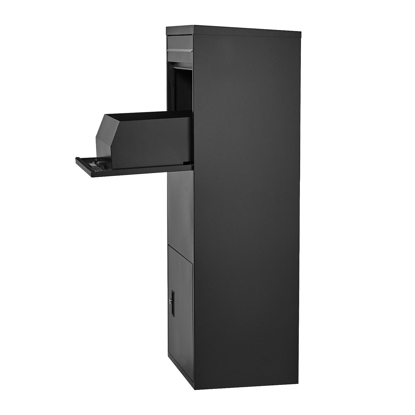 VEVOR Package Delivery Boxes for Outside, 47.2 in Mailbox for Parcel with Lock, Galvanized Steel Package Drop Box with Anti-Theft Design, Weather-Resistant Package Mailbox for Home and Office, Black