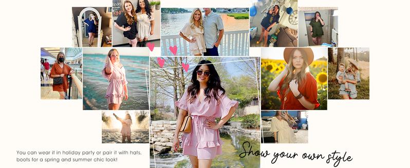 Goranbon Womens V Neck Beach Romper Ruffle Layered Drawstring Waisted Shorts Jumpsuit