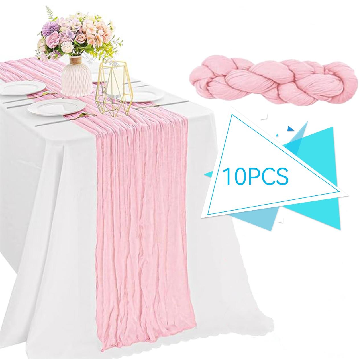 1/6/10pcs Light  Pink Table Runner Bohemian Country-Style Table Runner, Suitable for Weddings, Baby Baptism Parties and Holiday Decorations