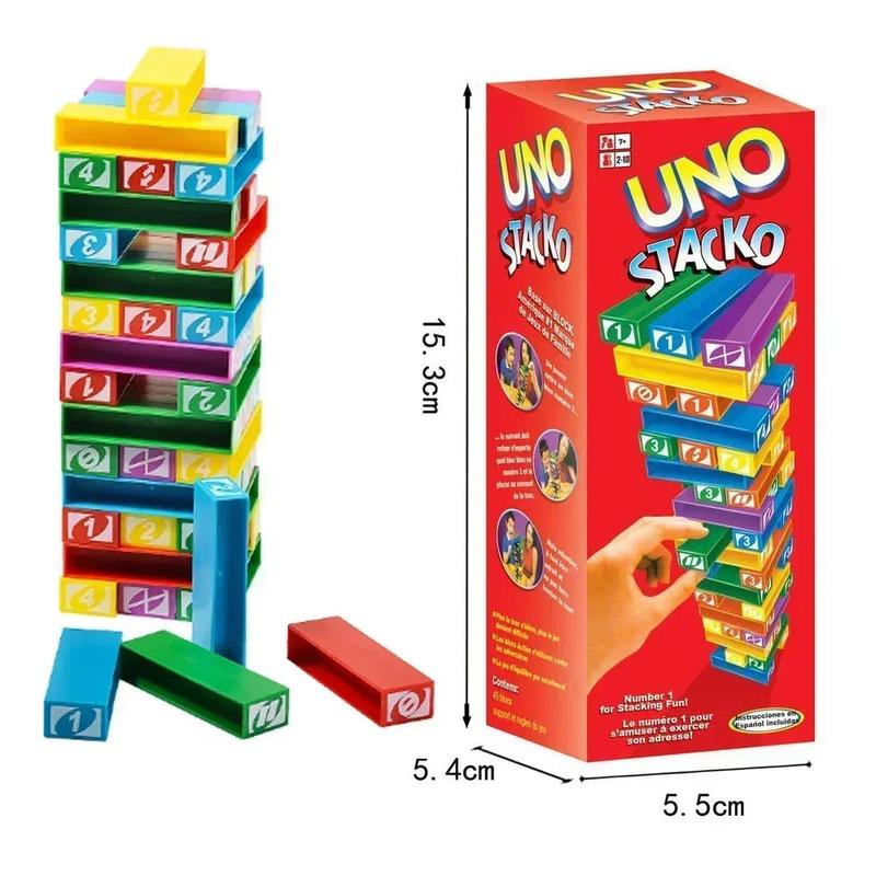 Stacko UNO Card Board Games Family Entertainment Poker Party Early Education Puzzle Stackoed Toy Playing Cards Birthday Party Surprise Gift