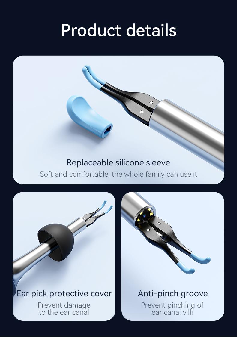 2026 Upgrade Silicone Ear Wax Removal Kit with 12 MP HD Camera, Portable 360° Wide-Angle Ear Cleaner, Type-C Rechargeable, Waterproof Endoscope for iOS & Android, Earwax Remover for Adults