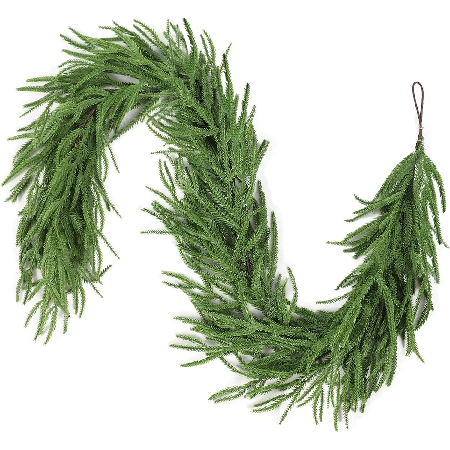 Christmas Garland, 6FT Artificial Norfolk Pine Garland, Real  Pine Garland, 66 Branches Christmas Garland for Mantle, Staircase, Banister, Indoor, Outdoor Christmas Decorations