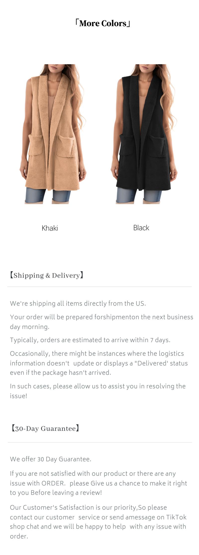 Chicovar Women's Sleeveless Sherpa Vest with Pockets【Clearance Sale】, Lapel Open Front Fleece Cardigan Sweater Fuzzy Jacket Coat