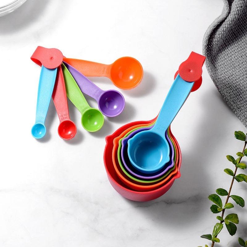 10 Piece Stackable Measuring Spoons Set, Plastic Measuring Cups, Kitchen Measuring Utensils, Precision Dry & Liquid Measurement, Essential Kitchen Tools for Baking and Cooking