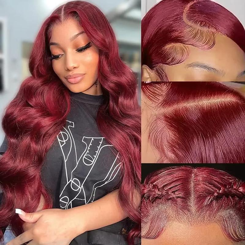 Bling Hair 28 Inch 99J Burgundy Lace Front Wigs Human Hair 13x6 HD Transparent Body Wave Lace Front Wigs Human Hair Pre Plucked 99j Burgundy Red Wine Human Hair Wigs for Women