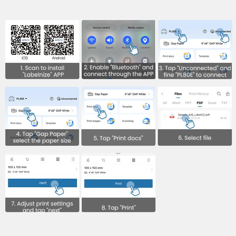 PL80E Shipping Label Printer, Bluetooth Wireless Thermal Label Printer, Compatible with iOS, Android, Windows, Mac, AI Printer, Widely Used for Etsy, Ebay, Shopify, USPS, TikTokShopBlackFriday