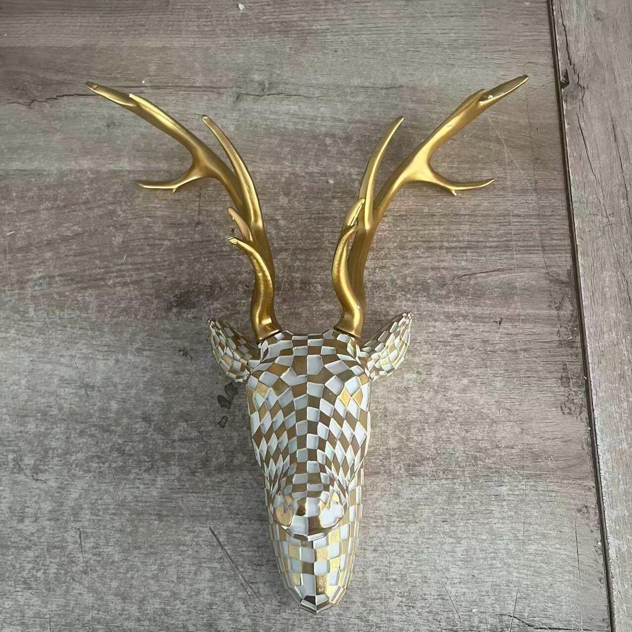 3D Mosaic Deer Head Decorative Wall Art, Resin Animal Sculpture, Hanging Decor for Living Room, Bedroom, Office, Wall Accent Gift