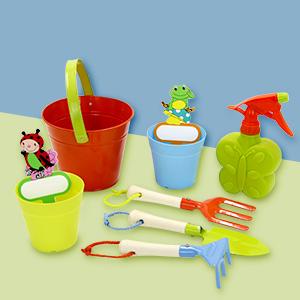 EFFUN Gardening Set, Tool Kit, for Kids, STEM, Includes Tote Bag, Spade, Watering Can, Rake, Fork, Trowel and Gloves