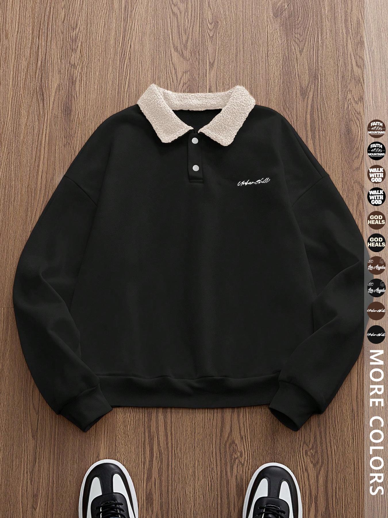 Men's Y2K Autumn Winter Thickened Retro British Style Aesthetic Lamb Wool Collar Polo Shirt, Unisex Casual Fashion, All Seasons Wear