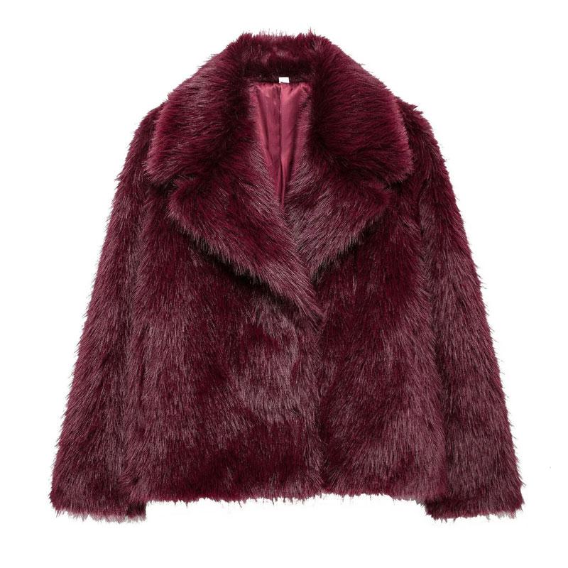 Women's Plain Faux Fur Jacket, Casual Fitted Jacket, Collar Padded Warm Coat, Winter Party Luxury Layered Outerwear, Casual Daily Wear