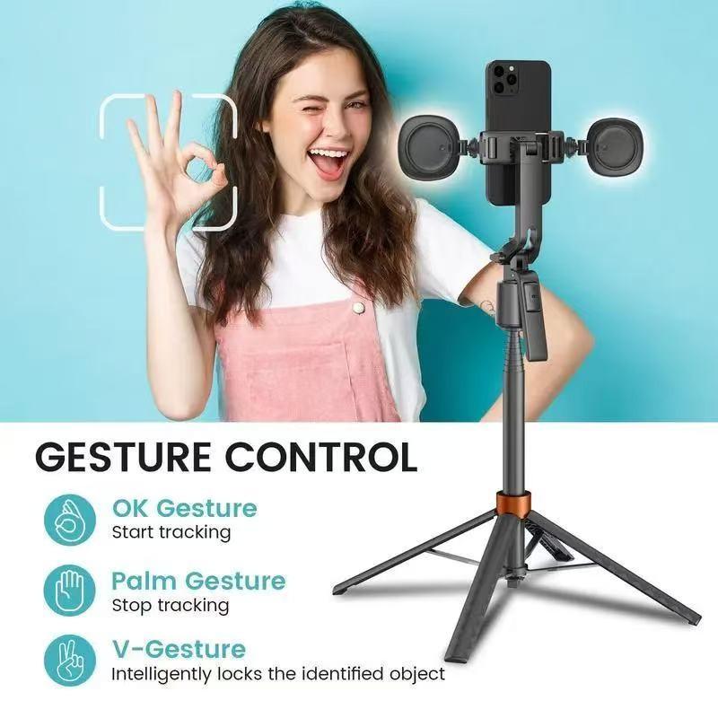 360° Rotatable Selfie Stick Tripod, 70.9 Inch Rechargeable Smart Face Tracking with Dual Lights, Auto Face Tracking Phone Stand for Vlog Live Streaming, Selfie Accessories, Rotating Stand