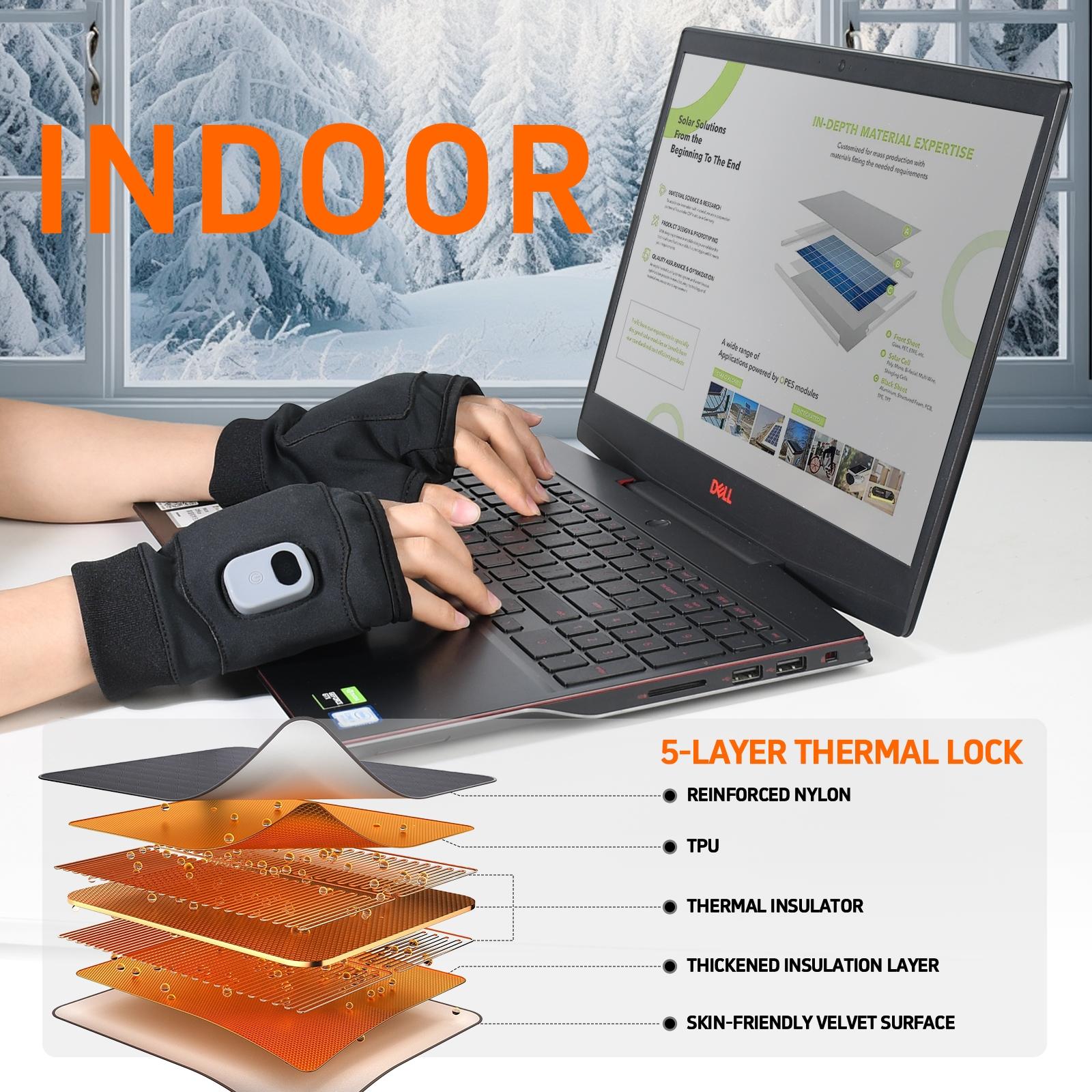Digital Heating Gloves with Three Temperature Settings (45&deg;C, 50&deg;C, 55&deg;C), 1800mAh Large Battery Heated Gloves with Type-C Fast-Charging & Manual Adjustment