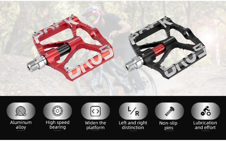 ROCKBROS Mountain Bike Pedals MTB Pedals CNC Non-Slip Lightweight Aluminum Alloy Bicycle Pedals Sealed Bearings Bicycle Platform Pedals 9/16" BMX Road Bike Pedal