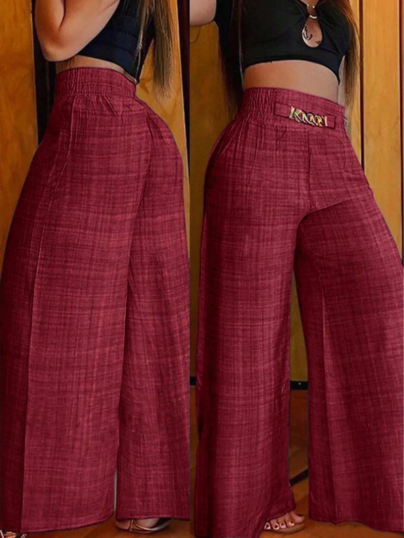 Women's Solid Color High-Waisted Pants, Stretchable Loose-Fitting Wide-Leg Trousers, Versatile Suitable for All Occasions