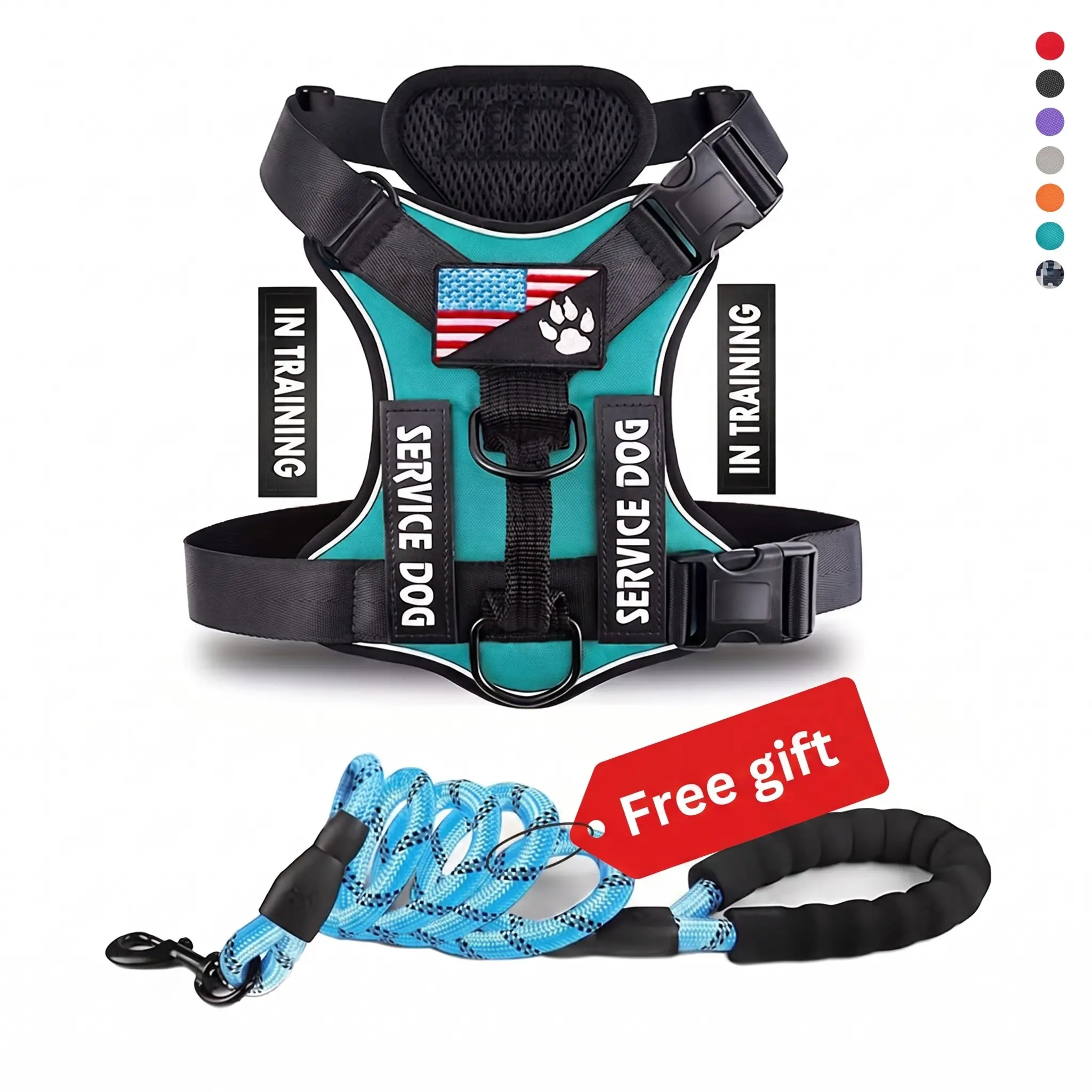 Tactical Dog Harness Vest with Leash, Reflective K9 Training Gear, Soft Oxford Fabric, Breathable Mesh Lining, Adjustable and Easy to Control