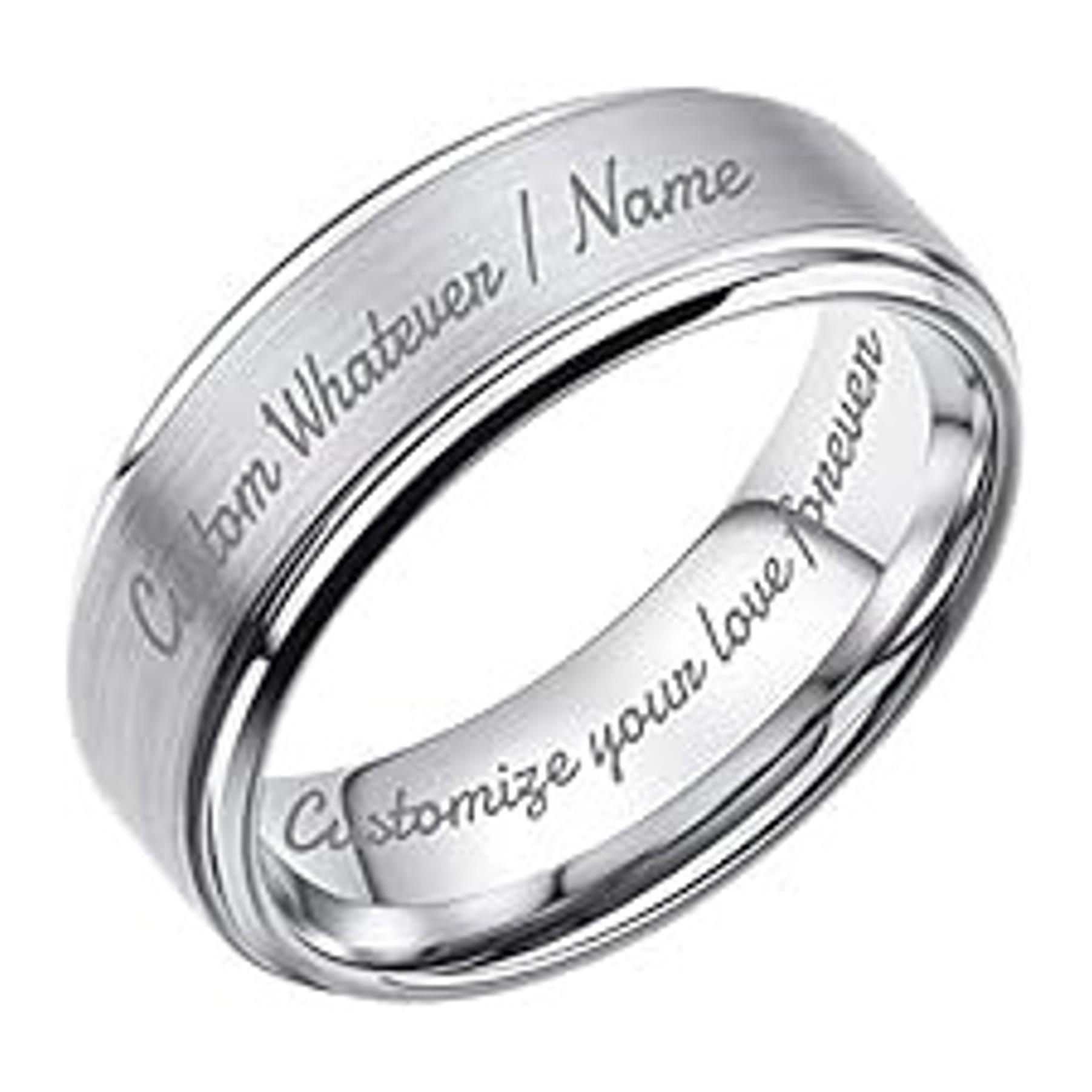 King Will Classic Tungsten Wedding Band for Men, 6/7/8/9/10mm Widths, Polished Finish Step Edge Matte Rings Comfort FitGift