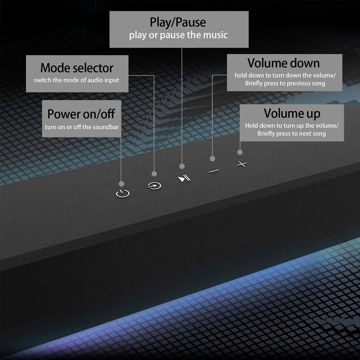 TV Soundbar With Subwoofer Heavy Bass Computer Sound bar Speaker Wireless Home Theater Bluetooth Speaker Black