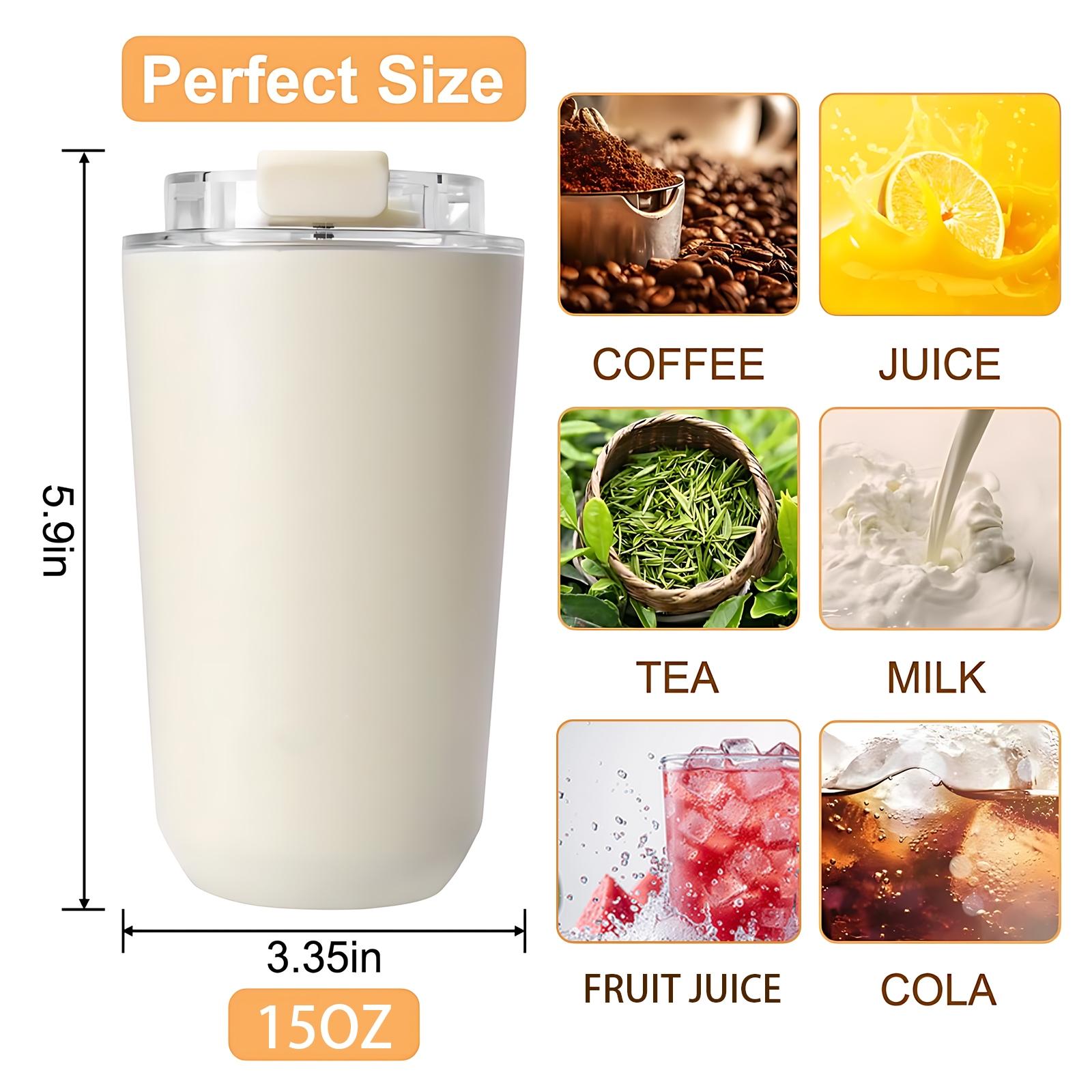 1Pc 15oz Double Wall Stainless Steel Vacuum Insulated Mug with Lid, Vacuum Insulated Flask, Matte Finish, Keep Hot 6H/Cold 12H, Compact Leak-Proof Insulat Cup for Coffee Tea, Great for Office/Commute/Travel/Home Use, Gift for Women Men