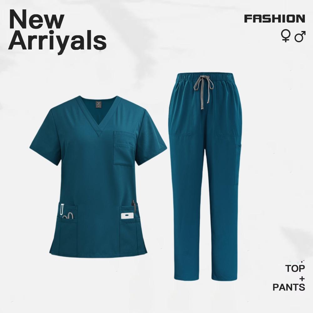 Women's Operating Room Scrubs Short Sleeve Nurse Uniform Operating Gown and Isolation Gown