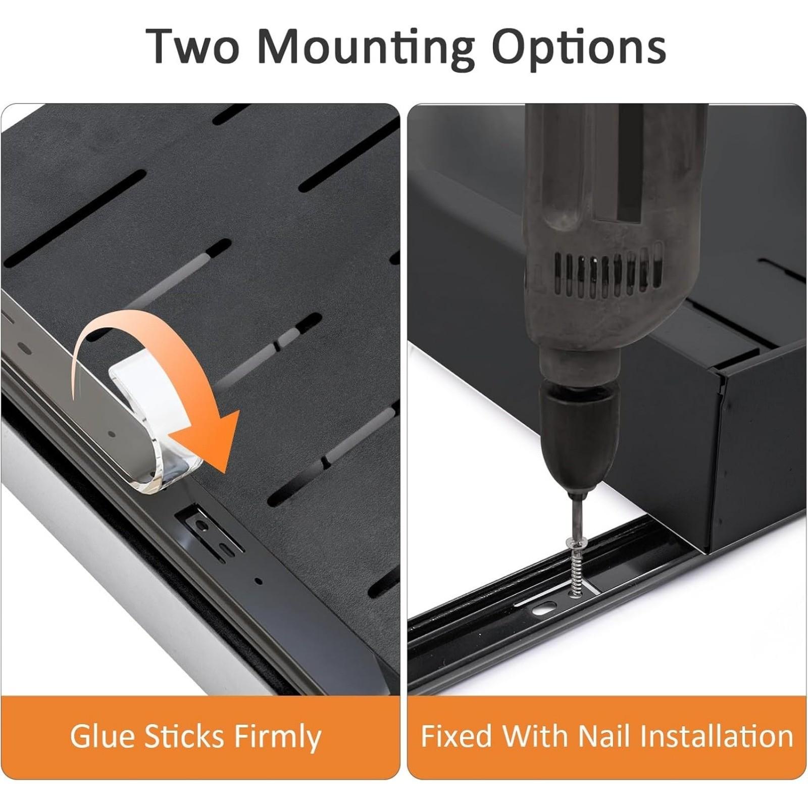 Adjustable Pull-Out Drawer Organizer, Expandable Kitchen and Bathroom Storage Cabinet with Adhesive, Easy Installation, Space-Saving Sliding Shelves