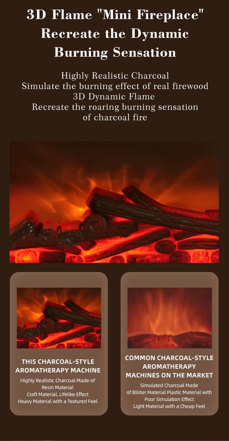 Fireplace Scent Diffuser Humidifier, Aromatherapy Humidifier, Flame Atmosphere Light, Waterless Power Protection, Fine Mist & Coarse Mist Output, Quiet Operation