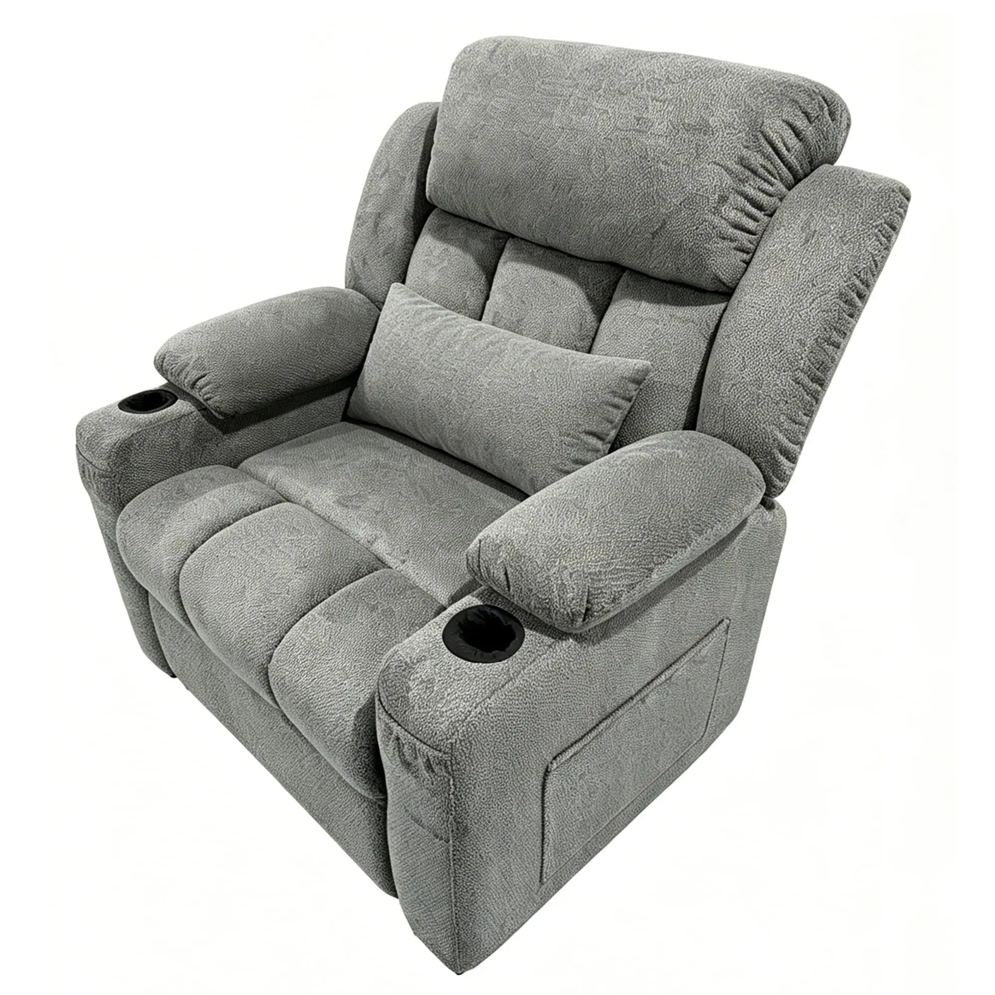 Garvee Oversized Electric Recliner Chair with Massage & Heat Features, 150° Recline Capability, Silent Brushless Motor, Dual Memory Settings, USB Port, Side Pockets, Available in Grey and Brown Colors