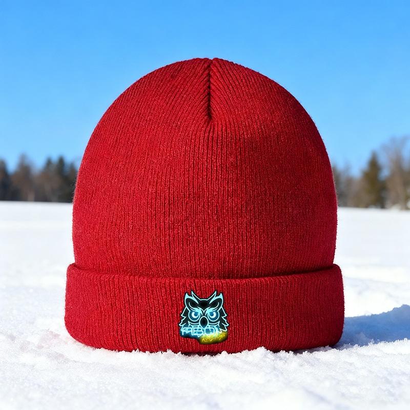 Neon Owl Printed Knitted Beanie Hat Warm Winter Outdoor Ski Cap for Adults Suitable for Casual Wear Cold Weather Activities Perfect Christmas Thanksgiving Birthday Gift Idea for Men Women Teens and Young Adults