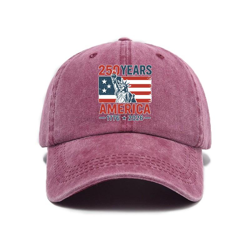 2026 New Trendy Versatile American Independence 250th Anniversary Printed Washed Vintage Soft Top Outdoor Sunshade Baseball Cap