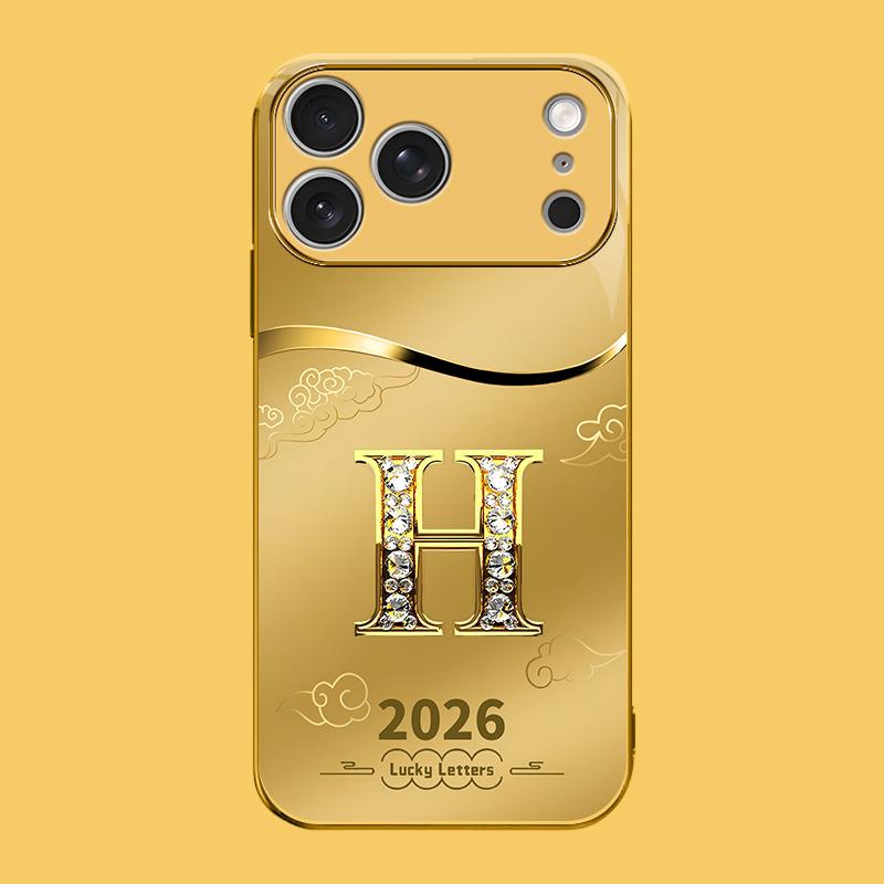 Suitable for [iPhone 17 Pro Max] high-end phone case🤩，choose from 26 letters of the English alphabet, each with an exquisite auspicious cloud pattern to bring you good luck YM99