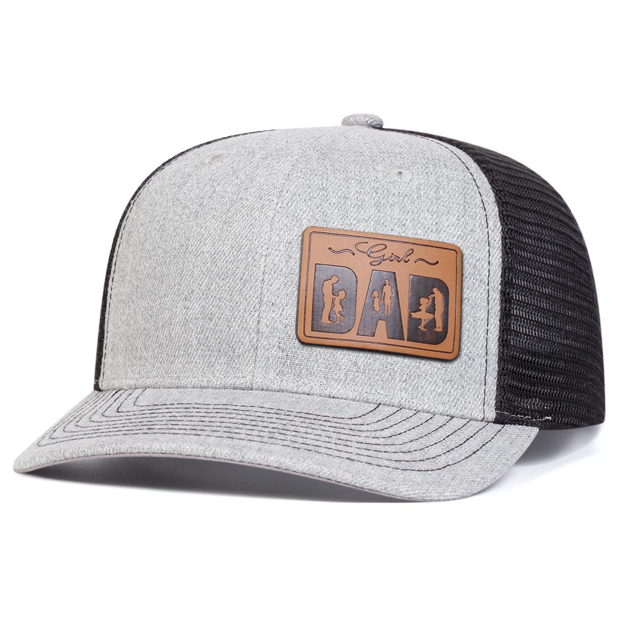 "Girl Dad" Leather Patch Trucker Hat Father Daughter Themed Mesh Back Cap for Men, Casual & Heartfelt Gift