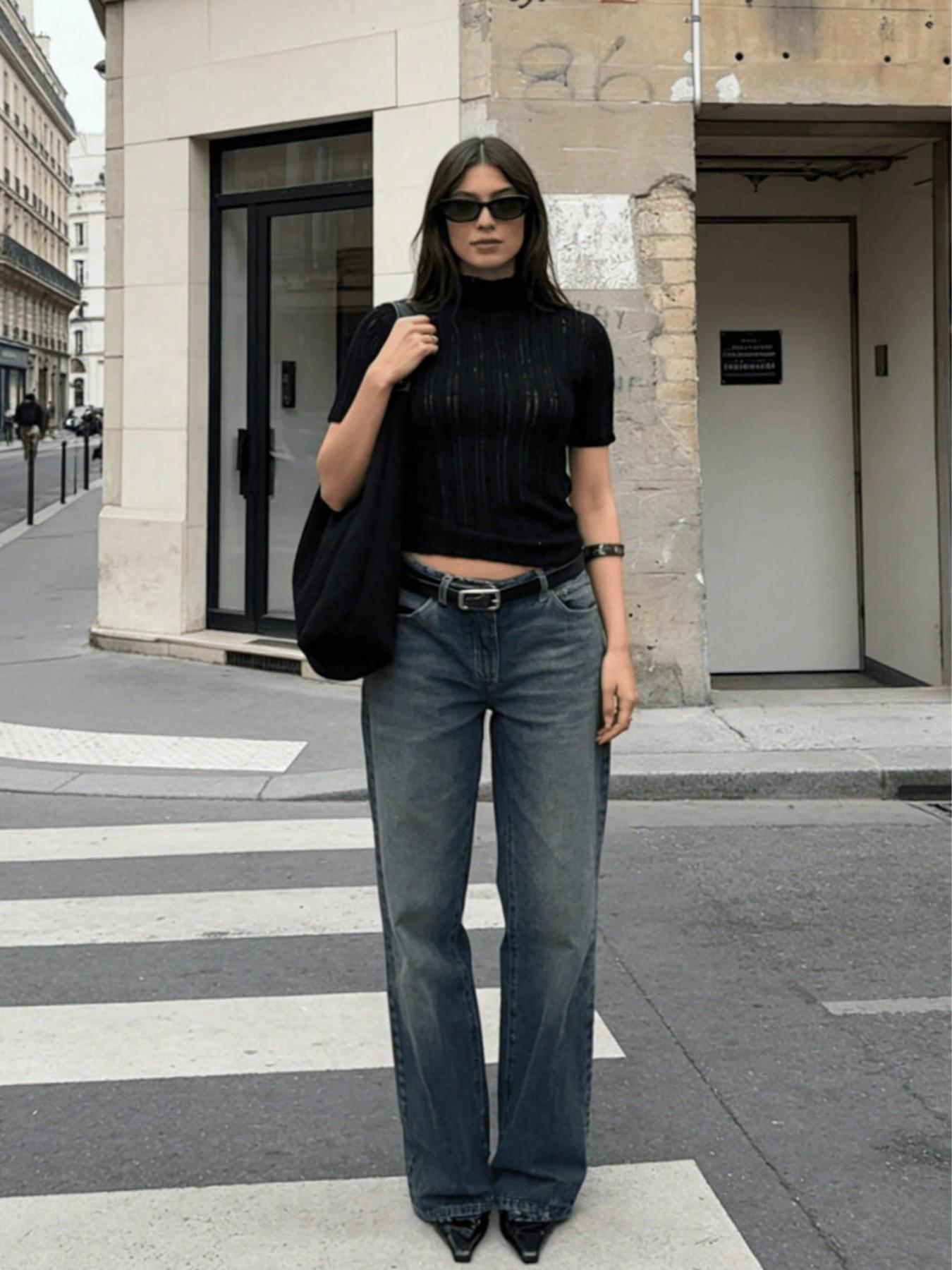 Women's Solid Color Stand Collar Short Sleeve Casual Knit Top, Versatile and Comfortable, Perfect for Daily Wear and Outdoors