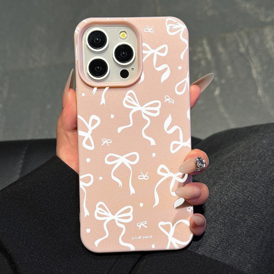 Bow Pattern Phone Case, Comfortable Feel, Protects From Drops, Fits Multiple iPhone Models, Durable Anti-Fingerprint Tpu Cover